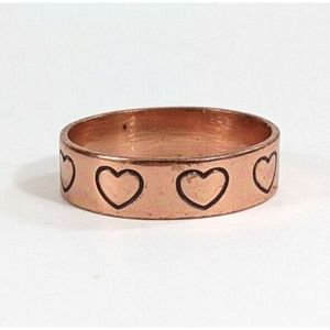 Size 12 1/4 Heart Design 1990's grunge Solid Copper Band Ring - WMCO y2k